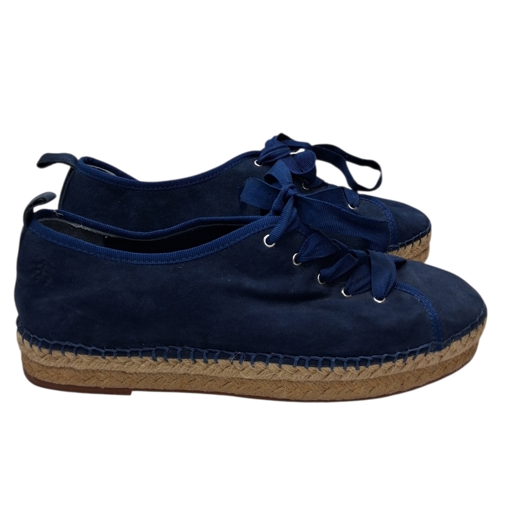 Brooks Brothers Y2K Navy Blue Suede Leather Women's Espadrille Shoes Size 8